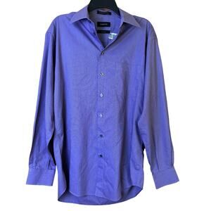 Claiborne Mens T-weave Purple Button‎ Up Long Sleeve Shirt Size Medium